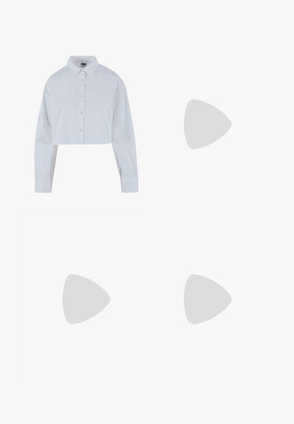 Chemise blanche courte à col pointu, à manches longues et à texture lisse. Comprend une patte de boutonnage à l'avant avec des boutons assortis.; Tissu noir avec une texture lisse, présentant de subtiles variations de brillance et un léger extensibilité, idéal pour les vêtements ou le rembourrage.; Bottes noires en cuir montantes avec un talon compensé, présentant une texture lisse et une fermeture éclair sur le côté. Conçues avec une silhouette ajustée et élégante.; Sac hobo en cuir noir avec une texture lisse, une forme incurvée et une seule sangle réglable ; dispose d'une large ouverture en haut.