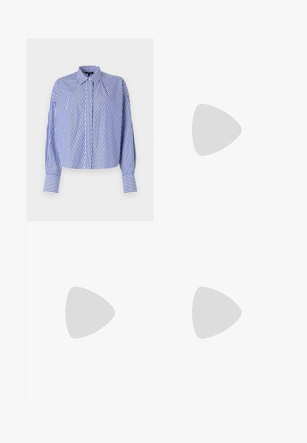 rag & bone MARTHA STRIPE SHIRT - Paitapusero - blue; Neule valkoinen midimittainen hame, jossa on teksturoitu kuvio, jossa on pystysuoria viivoja ja aukkoja helmassa. Joustava vyötärö. Pehmeä materiaali.; Musta nahkainen ballerina, jossa on pyöristetty kärki, sileä pinta, minimaalinen ommelkoristelu ja joustava pohjamuotoilu.; Ruskea nahkainen käsilaukku, jossa on läppäkiinnitys, kultasävyiset yksityiskohdat, olkahihna ja sileä pinta. Kompaktin suorakaiteen muotoinen.