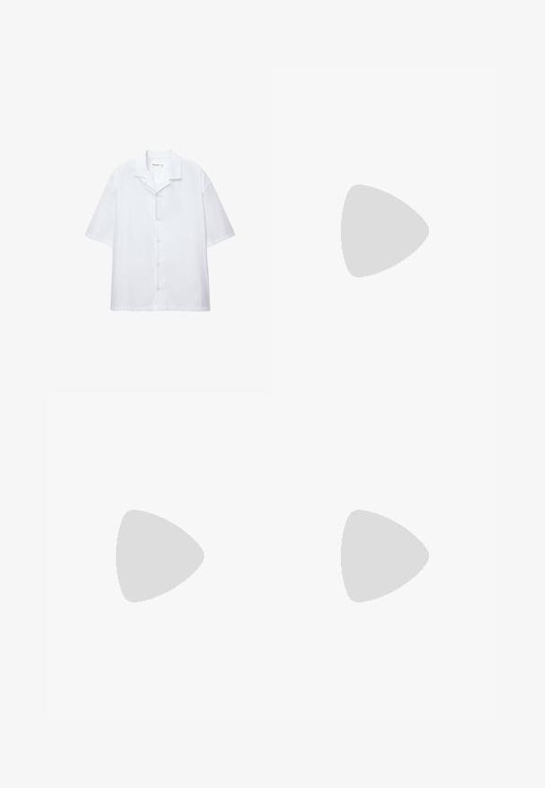 Lyhythempärinen valkoinen nappipaita, joka on valmistettu sileästä kankaasta, klassisella kauluksella ja rento istuvuus. Ei näkyviä kuvioita tai koristeita.; Mustat lyhythihaiset t-paidat, jotka on valmistettu puuvillasta. Ominaisuuksiin kuuluu pyöreä kaula-aukko ja rento istuvuus. Yksinkertainen muotoilu ilman näkyviä kuvioita tai koristeita.; Housut, joissa on leveät lahkeet, valmistettu mustasta kankaasta. Niissä on joustava vyötärö, jossa on kiristysnaru, sekä kaksi sivutaskua. Tasainen koostumus ja rento muotoilu.; Ruskeat lenkkarit, joissa on sileä mokkanahka päällinen, pyöreä kärki ja mustat nahkaosuudet. Varustettu ruskeilla nauhoilla, kumipohjalla ja hienovaraisilla rei'itys detaililla.