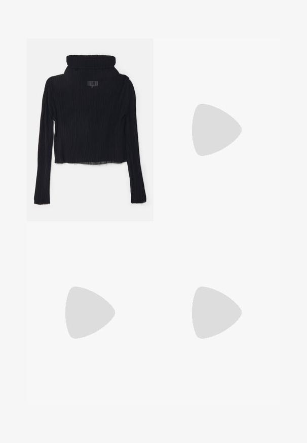 Haut noir à manches longues avec un col haut replié. Il présente une texture côtelée, une longueur cropped et des détails de bord effiloché.; The Kooples Minijupe - silver; Escarpins en cuir noir avec un bout pointu et un talon moyen block. La tige présente une texture lisse, et l'intérieur est doublé de marron.; Vivienne Westwood SMALL PURSE CHAIN - Sac bandoulière - black