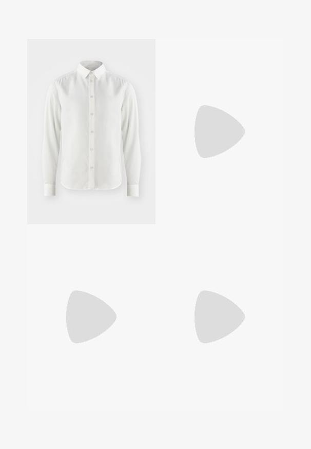 Valge pika varrukaga särk, mis on valmistatud siledast kangast, klassikalise krae ja kerge värviga nööbiga ette. ; Heledad sinised teksad, millel on lõdva, kotjaks sobiv istuvus. Omab viit taskut, nööbisuletust ja õmblustega kaunistust. Pleekinud tekstuur ja sirged jalad.; Mustad nubukist sandaalid, millel on kaks reguleeritavat rihma, hõbedased pandlad ja korgist sisetald. Omab musta tekstuuriga tallat, mis tagab haarde.; Mustad musta värvi ristkülikukujulised prillid, millel on läikiv viimistlus, tumedad läätsed ja kuldsed aksessuaarid templil, millel on logo.