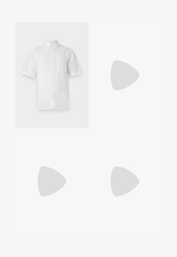 Camisa de botones blanca de manga corta hecha de lino, con un cuello clásico, botones de madera y un acabado ligeramente texturizado.; Pantalones marrones de cintura alta hechos de una tela texturizada. Presentan piernas anchas y dos pliegues frontales para dar estructura. Acabado limpio sin hardware visible.; Mocasines de cuero negro con una textura suave, puntera redondeada y una tira decorativa en el empeine. Tacón bajo apilado, diseño minimalista.; Bolsa tote de lona negra con asas de cuero negro. Diseño sencillo, cuerpo espacioso y textura suave. Sin logos ni patrones visibles.