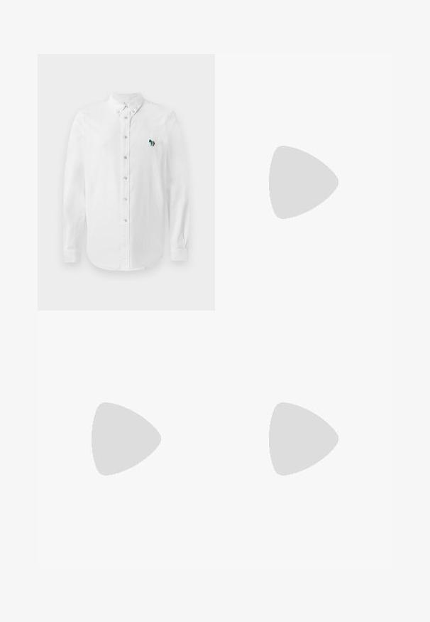 Camisa branca de botões com mangas compridas, apresentando um tecido texturizado discreto e um detalhe bordado de um cavalo multicolorido no lado esquerdo do peito.; Calças castanhas de cintura alta feitas de tecido texturado. Apresentam pernas largas e duas pregas frontais para estrutura. Acabamento cuidadoso sem hardware visível.; Mocassins de couro preto com uma textura suave, bico arredondado e uma faixa decorativa sobre o peito do pé. Salto baixo e empilhado, design minimalista.; Saco de lona preto com alças de couro pretas. Design simples, corpo espaçoso e textura suave. Sem logótipos ou padrões visíveis.