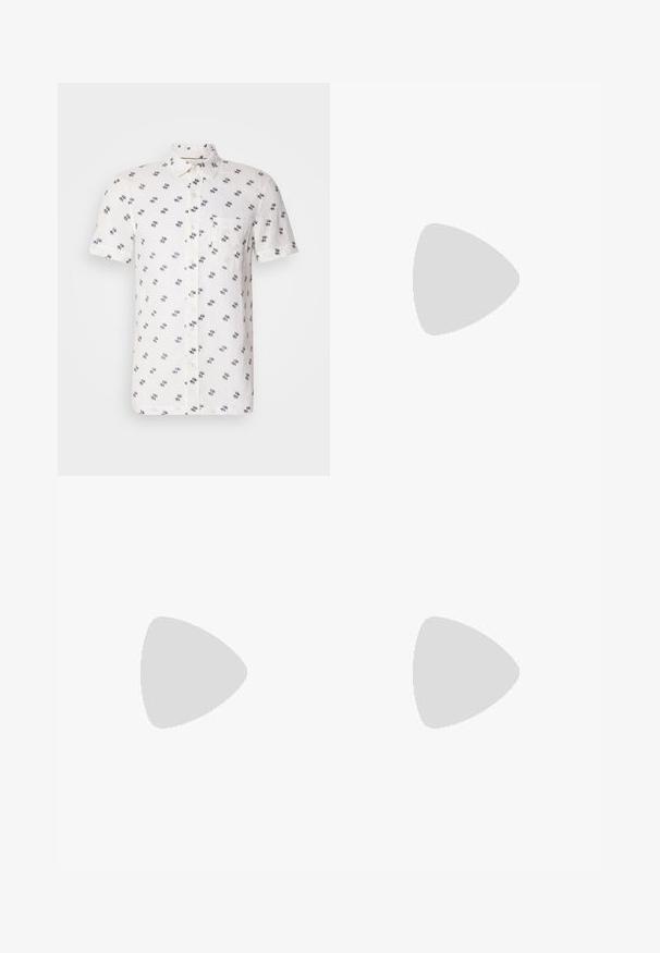 Camisa de lino blanca de manga corta con un sutil patrón en azul marino, cuello con botón y un solo bolsillo en el pecho. Tejido texturizado y transpirable.; Pantalones cortos de color beige claro, fabricados en un material transpirable. Cuentan con una cintura elástica y un ajuste relajado. Diseño sencillo sin estampados ni accesorios.; Zapatilla de cuero blanca con patrón en relieve, mediopie blanca texturizada y acento negro en el talón. Presenta punta redondeada y cordones planos.; Bolso bandolera de pana color crema con cremallera negra, correa desmontable y patrón texturizado. Cuenta con un compartimento principal y un bolsillo frontal.