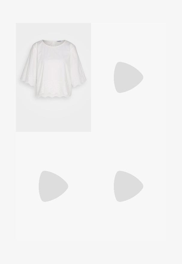Esprit BLOUSE - Pluus - off white; Valge, põlve pikkune seelik, mis on valmistatud kerge kangaga ja millel on voldid, vöökoht nupuga kinnitamiseks ning küljetaskud.; Valgete nahast Mary Jane lamedate kingade kumerad varbad, külgmine pandla ja madal must konts. Sile tekstuur ja minimalistik disain.; Hõbedased rõngaskõrvarõngad, millel on sile, läikiv viimistlus. Ümmargune kuju ja turvaline klõpsulatus. Kerge disain, sobib igapäevaseks kandmiseks.