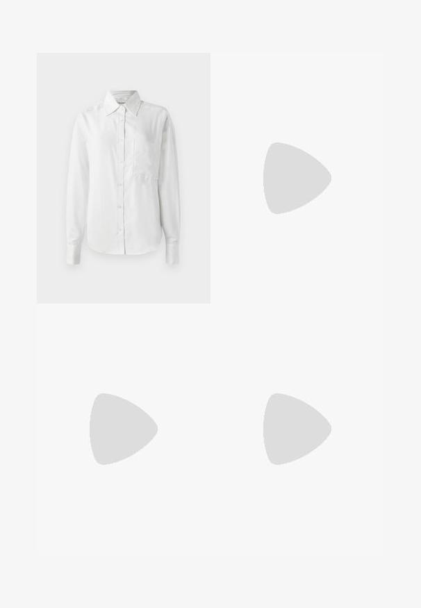 Camicia bianca a maniche lunghe con bottoni, realizzata in tessuto morbido, presenta un colletto a punta, tasca frontale e polsini con bottoni per un look curato.; Gonna midi bianca in maglia con un motivo testurizzato a righe verticali e dettagli a taglio vicino all'orlo. Vita elasticizzata. Materiale morbido.; Pantofole da balletto nere in pelle con punta arrotondata, texture liscia, dettagli di cucitura minimi e design con suola flessibile.; Borsa a tracolla in pelle marrone con chiusura a pattina, hardware color oro, tracolla e una finitura liscia. Forma rettangolare compatta.