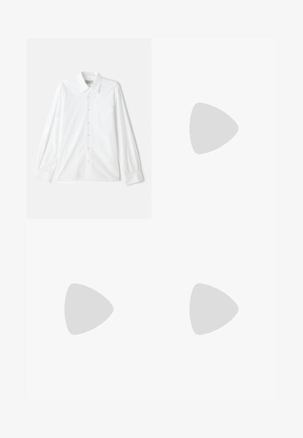 White long-sleeve button-up shirt, featuring a classic collar and button closure, made from textured cotton with stitched detailing on sleeves.; White cotton sleeveless tank top with a round neckline, featuring a smooth texture and a fitting shape, designed for casual wear.; Beige cargo shorts made of cotton blend, featuring two side pockets, a button closure, and a red label sewn on the front.; Beige retro sneakers with brown rubber sole, featuring striped accents and embroidered logos. Worn with white socks, striped brown detail.