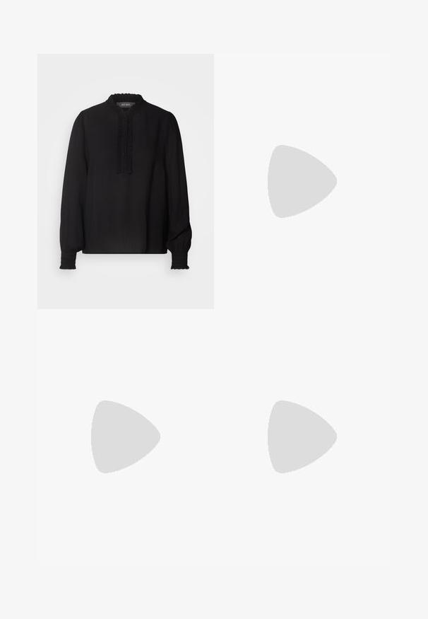 Mos Mosh RETA BLOUSE - Bluse - black; Svart tanktopp laget av myk, elastisk stoff. Har rund halsutskjæring og brede skulderstropper, med en tettsittende silhuett og jevn tekstur.; Blomsterbroderi midi skjørt i krem; har lagd design med gjennomsiktige seksjoner, teksturert blonde og flared kant.; Sorte skinn ballet flats med spiss tå, justerbar stropp og lav hæl; glatt tekstur med minimalistisk design.