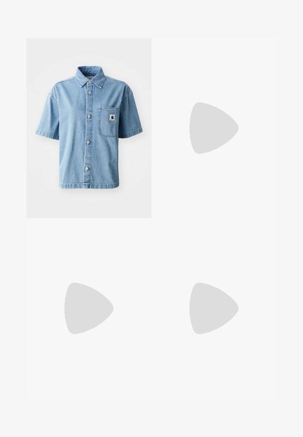Carhartt WIP LOVILIA  - Button-down blouse - blue bleached; Nike Sportswear TEE - Basic T-shirt - white/black; Nike Sportswear Trousers - sail; Nike Sportswear AIR MAX PORTAL - Trainers - black/metallic silver/white