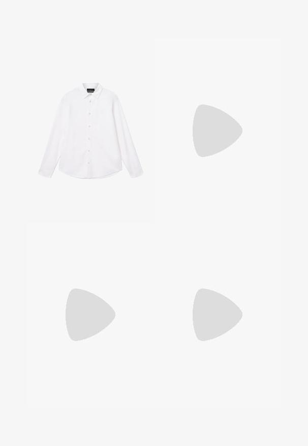 Chemise blanche à manches longues avec un col classique et une fermeture à boutons, dotée d'une texture lisse et d'un logo subtil sur la poitrine.; Jeans en denim bleu à large jambe avec une finition délavée, dotés d'une fermeture à boutons, de cinq poches et de surpiqûres contrastantes le long des coutures.; Bottine en cuir marron avec un bout pointu, des panneaux latéraux élastiques, des détails texturés sur le devant et un petit talon empilé.; Lunettes de soleil rectangulaires marron avec des verres teintés, monture en plastique et accents métalliques sur les côtés. Présente un design épuré et une texture lisse.