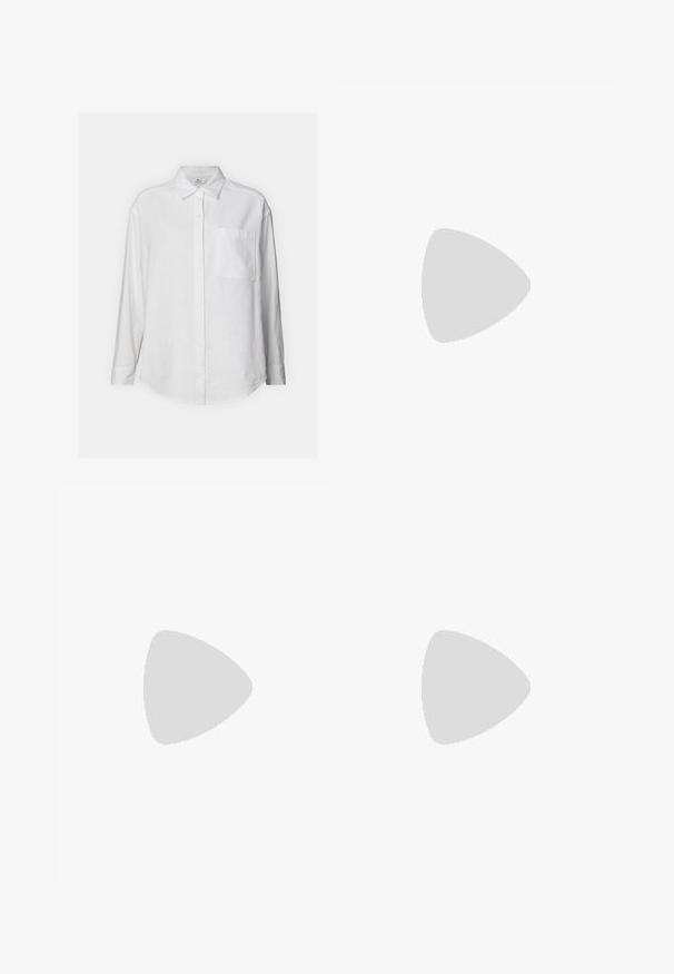 White linen shirt with long sleeves, button-down front, a single chest pocket, and a relaxed fit. Smooth texture with a classic collar.; Crop top featuring a white body and black raglan sleeves, made from cotton with a round neckline and a side label detail.; Black denim pants featuring a straight-leg design, classic five-pocket styling, red button detail, and contrasting gold stitching.; Black suede sneakers with white accents, featuring a low-top design, lace-up closure, and a thick white rubber sole. Brand logo on heel.