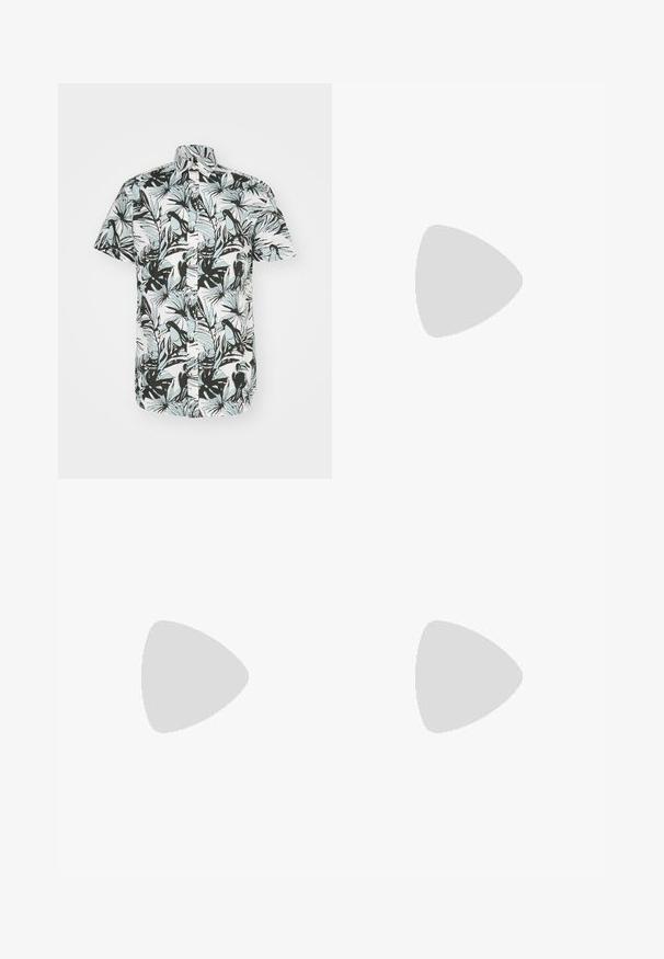 Jack & Jones JORJOSHUA ARUBA SHIRT - Skjorter - cloud dancer; Brune bomuldsarbejdsbukser med lige ben-design, der har frontlommer og metalhardware detaljer for ekstra holdbarhed.; Tan nubuck ankelstøvle med sort polstret krave, gyldne metaløjer, hvid syning detaljer og robust gummisål med udtalte slidbaner.; Sølv metal kædedesign med tykke, sammenflettede led, poleret overflade og en lille lås med brandingdetalje.