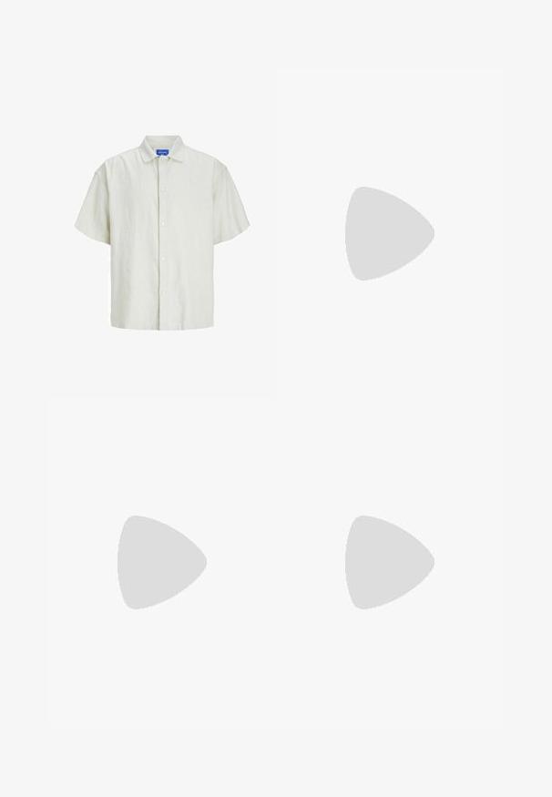 Kortærmet, lysegrønt skjorte med knapper lavet af et struktureret stof, med en klassisk krave og seks hvide knapper fortil.; Hvid bomulds T-shirt med korte ærmer, rund halsudskæring og en afslappet pasform. Glat tekstur uden synlige mønstre eller detaljer.; Sorte bukser med plisseret frontdesign, lavet af glat stof. Har knaplukning og bæltestropper; lige pasform.; Sorte ruskinds sneakers med hvide snørebånd og tre hvide striber. Har et rundt sort logo på tungen og en gummigummisål.; Metalrammede solbriller med ovale grønne linser. Tynd sølvmetalramme og sorte ørepropper. Minimalistisk design, ingen synlige logoer.