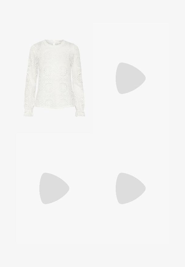 Bluza albă cu mâneci lungi din dantelă cu un model geometric floral, decolteu cu margini crestate și închidere cu nasturi la spate.; Bershka Pantaloni - dark brown; Botine lucioase burgundy, cu toc gros negru, având o textură netedă și un design simplu. Fără închideri sau modele vizibile.; Geantă de umăr din piele maro cu o textură netedă, design cu vârf deschis și două curele pentru umăr. Prezintă cusături minime și fără componente metalice vizibile.