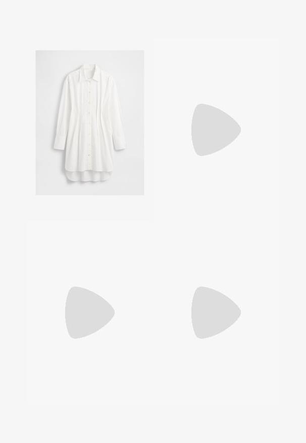 Camicia bianca a maniche lunghe con bottone frontale, colletto classico e orlo curvo. Realizzata in tessuto liscio con una vestibilità leggermente attillata.; Pantaloni da tuta neri a gamba larga con vita elasticizzata, caratterizzati da strisce laterali bianche e un piccolo logo sull'anca sinistra. Tessuto liscio.; Stivale alla caviglia in pelle verniciata nera con cuciture bianche, punta arrotondata e tacco a blocco. Presenta linee di design curve e una texture liscia.; Borsa a tracolla nera in pelle con una forma strutturata, una texture liscia e una singola tracolla. Presenta un design a patta arrotondata e discreta.