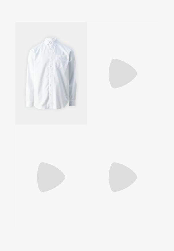 Guess COLLIN  biały; Białe dżinsy typu wide-leg, wykonane z denimu, z wysokim stanem, pięcioma kieszeniami i zapięciem na guzik. Prosty fason z surowymi krawędziami.; AllSaints RANDAL  czarny; Czarne plastikowe okulary przeciwsłoneczne z zielonymi szkłami, kwadratowe oprawki, srebrny akcent na brwi oraz fakturowane ramiona temple. Nazwa marki podana na wewnętrznej stronie ramion.; Torba na ramię z płótna w kolorze off-white, z krótkimi uchwytami i nadrukowanym tekstem "LES DEUX" w pogrubionych czarnych literach. Trwały, prosty design.; Srebrny wężowy naszyjnik wykonany z metalu, charakteryzujący się gładkim, elastycznym wzornictwem oraz bezpiecznym zapięciem na homara. Refleksyjna powierzchnia z eleganckim wykończeniem.