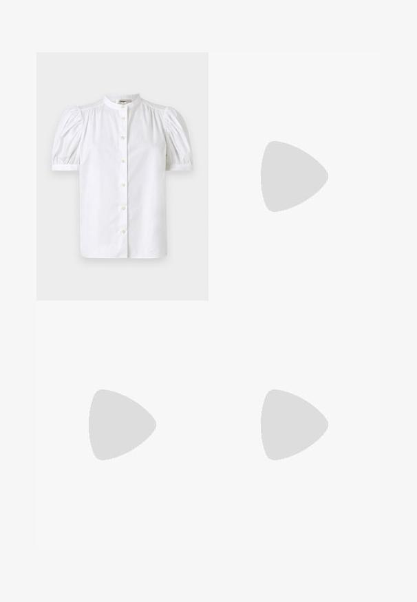 FRAME THE GATHERED - Blouse - white; Black leather wide-leg pants with a glossy finish, featuring front pockets, a zip fly, and a button closure. Smooth texture throughout.; Black leather ankle boot with a smooth texture, pointed toe, and a chunky high heel. Features a side opening and minimalistic design.; Brown textured leather crossbody bag with gold chain strap and flap closure. Front features logo detail and a pocket under the flap.