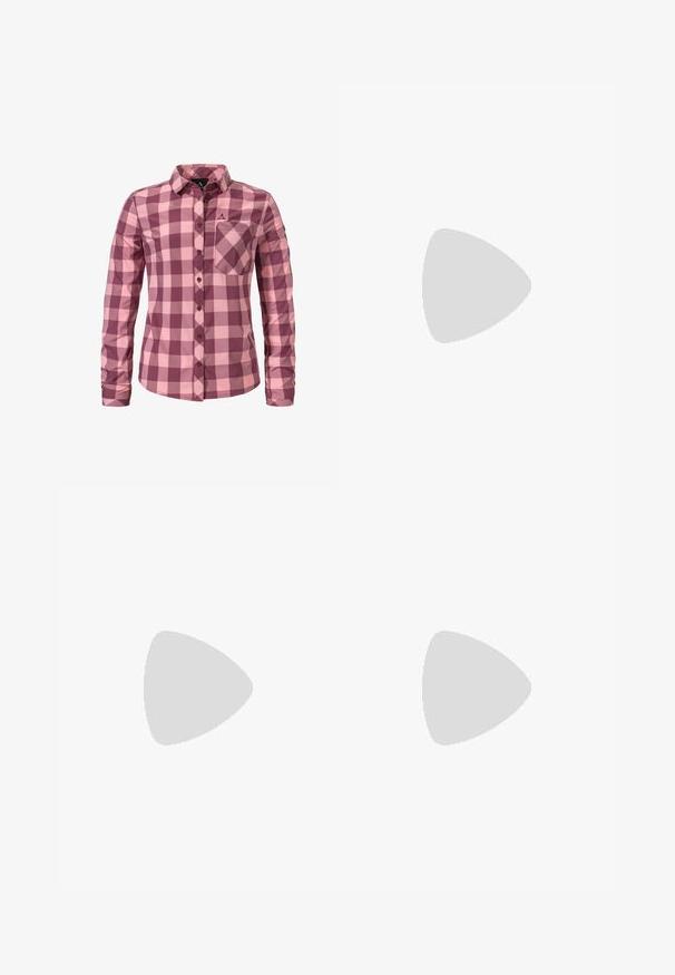 Langärmliges Karoshirt in Rosa- und lila Tönen, mit einer Knopfleiste vorne und einer Brusttasche mit diagonalen Karomuster.; Schwarze weit geschnittene Jeans mit hoher Taille, Fronttaschen, Gürtelschlaufen und Knopfverschluss, flach auf einem weißen Hintergrund präsentiert.; Schwarze Ledersneaker mit weißen Streifen, Gummikappe, schwarzen Schnürsenkeln und einer cremefarbenen Sohle. Glatte Textur mit glänzender Oberfläche.; Schwarze Laptoptasche aus Leder mit glatter Textur, rechteckiger Form und zwei langen Griffen. Keine sichtbaren Beschläge oder Verzierungen.