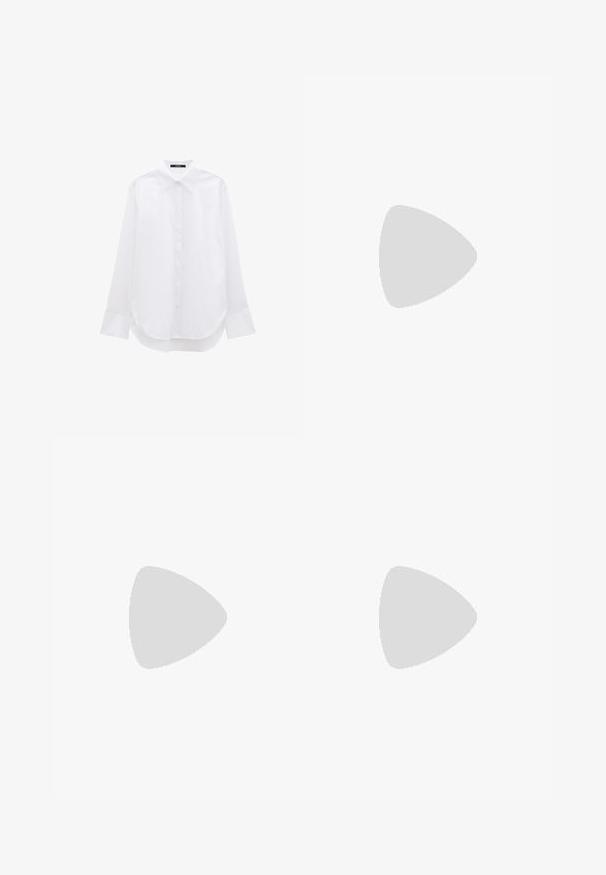 Camicia bianca a maniche lunghe realizzata in tessuto liscio, con colletto classico, chiusura frontale con bottoni e orlo curvo con polsini leggermente arrotondati.; Pantaloni neri a cropped realizzati in tessuto morbido, con chiusura a bottone, tasche anteriori e un design a gamba dritta.; Tacchi slingback in pelle verniciata marrone con punta appuntita, tacco sottile e cinturino regolabile con una piccola fibbia.; Borsa a tracolla nera in pelle con patta pieghevole, tracolla sottile e dettagli in metallo dorato. Texture liscia con design minimalista.; Orologio rettangolare argento con bracciale in metallo, quadrante bianco testurizzato e marker delle ore minimalisti. Nome del marchio "ROSEFIELD" visibile.