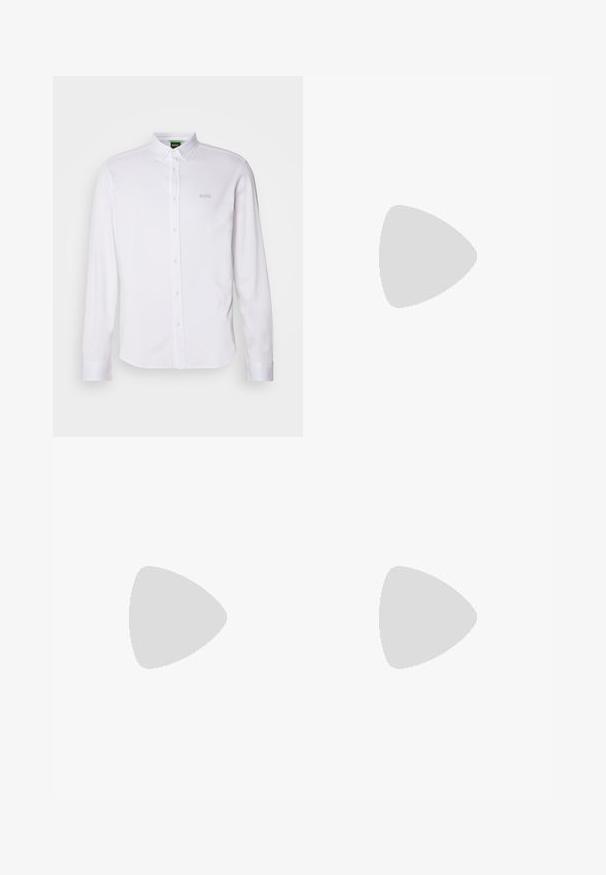 Cămașă albă cu mâneci lungi, confecționată dintr-un material neted. Prezintă un guler clasic, nasturi pe față și un logo brodat "BOSS" pe piept.; Tricou negru cu mânecă scurtă, dintr-un material moale, cu decolteu rotund și un logo discret în față. Gulerul din interior are un accent portocaliu.; Pantaloni sport negri dintr-un material moale, cu talie elastică, șnur de ajustare și picioare conice. Prezintă un mic logo pe lateral.; Nike sport cu partea superioară din piele netedă, vârf rotund, sireturi plate, guler căptușit și design minimalist. Talpă din cauciuc cu un model discret de profil.