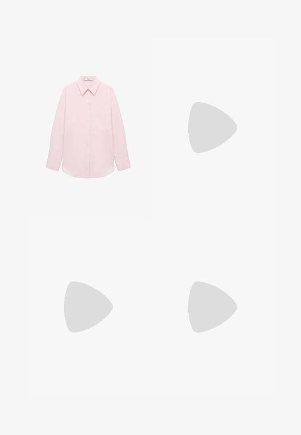 Light pink long-sleeve shirt with a button-up front, pointed collar, single pocket, and smooth texture. Features cuffed sleeves.; Black polyester culotte pants with an elastic waistband, two front pleats, and a loose silhouette. No visible patterns or hardware details.; Black flat sandals with a strappy design, featuring multiple leather straps and a slim ankle buckle. The sole is flat and rectangular.; Gold sequin handbag with a rectangular shape, featuring a short handle and a long chain strap. The texture is shiny and reflective.