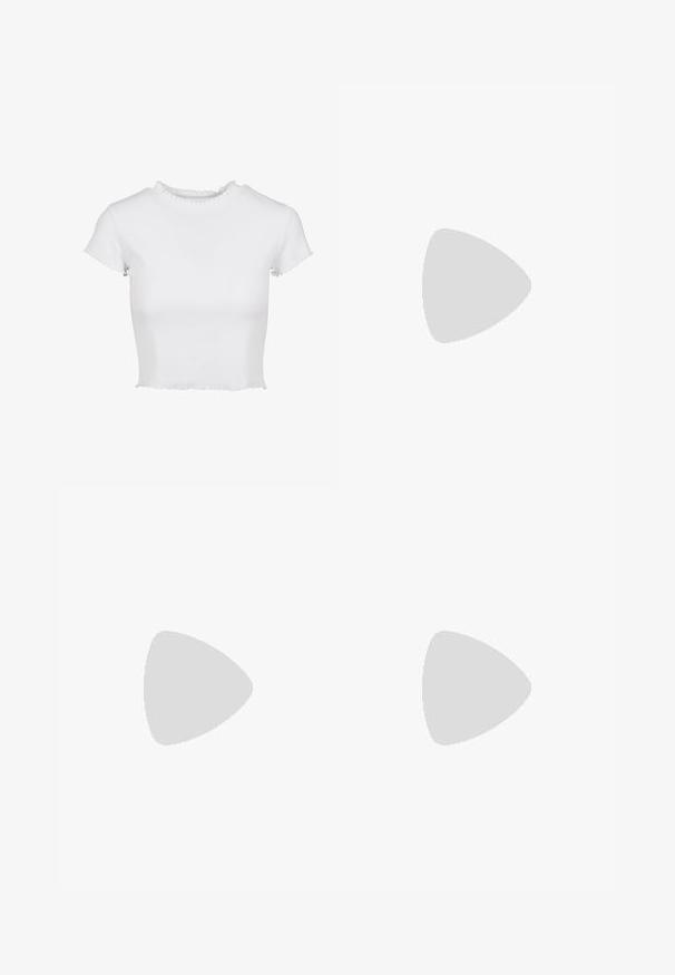 Urban Classics LADIES CROPPED RIB TEE - Bluză - white; Urban Classics Pantaloni - black; Adidași negri din pânză cu șireturi albe, vârf alb din cauciuc și o talpă medie groasă albă. Prezintă cusături subtile albe și o talpă din cauciuc.; Urban Classics SUNGLASSES TERESSA UNISEX - Ochelari de soare - black