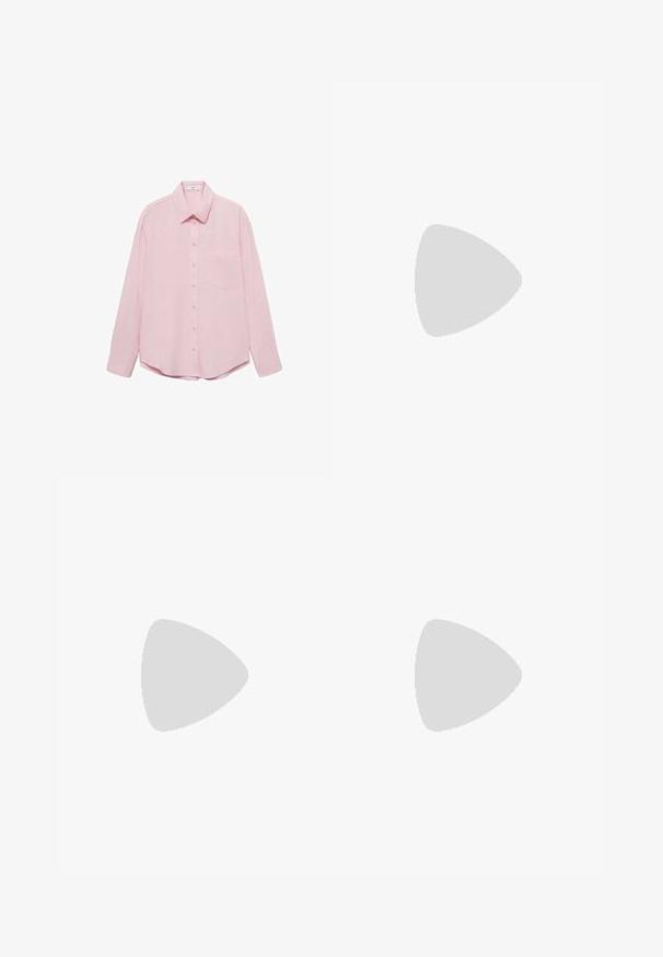 Mango Camicia - pink; Jeans a palazzo azzurri in denim, con vita alta, lavaggio sbiadito e classico design a cinque tasche con chiusura frontale a bottone.; Sneaker con tomaia in suede beige con accenti crema, punta rotonda, chiusura con lacci e suola in gomma testurizzata per una migliore aderenza.; Tory Burch ROMY PEBBLED SATCHEL - Borsa a mano - tiramisu