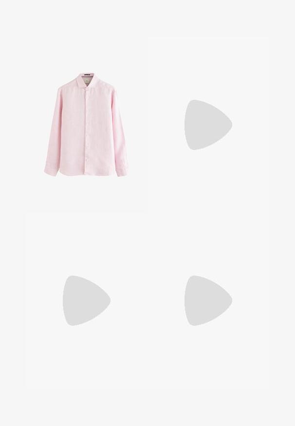 Lichtroze shirt met lange mouwen, gemaakt van linnen, met een button-down kraag, een voorplacket met witte knopen en een licht gebogen zoom.; Grijze geplooide broeken met een ontspannen pasvorm, gemaakt van een lichte stof. Voorzien van voorzakken en een knoopsluiting in de taille.; Timberland AUTHENTIC 3 EYE - Veterschoenen - burgundy; Schildpadbril met een rechthoekig montuur, verlooplenzen en dikke armen met een subtiele logodetail. Gladde textuur, modern ontwerp.