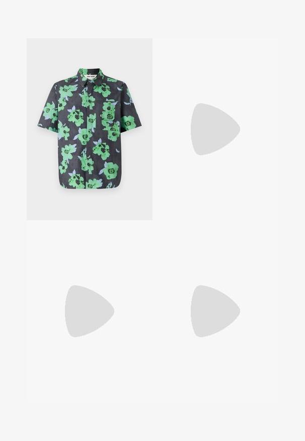 Dhruv Kapoor FLORAL ART PRINT SHIRT - Shirt - multi coloured; Les Benjamins PANT - Trousers - black; Stuart Weitzman CLUB CLASSIC PENNY LOAFER - Smart slip-ons - black; Marni POUCH ON STRAP UNISEX - Handbag - black