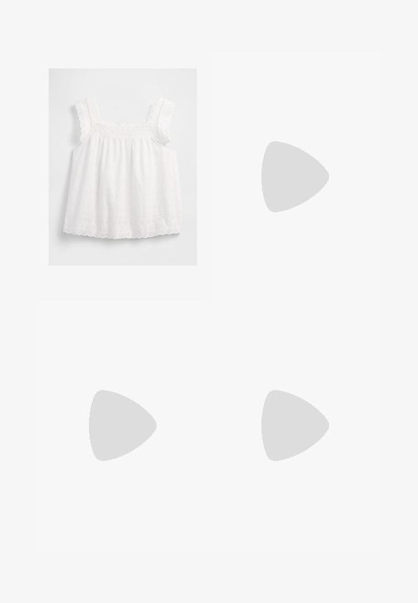 Haut sans manches blanc avec des bretelles volantées, des motifs floraux brodés et un ourlet festonné. Fabriqué en tissu léger avec une coupe ample.; Jupe longue blanche en coton avec une taille élastique et un cordon de serrage ajustable. Elle est composée de couches superposées avec une délicate dentelle en bas.; Tong sandale en caoutchouc noir avec une bride en T texturée et une semelle plate simple, montrée de côté sur un fond clair.; DRAGON DIFFUSION SANTA CROCE - Sac à main - brown