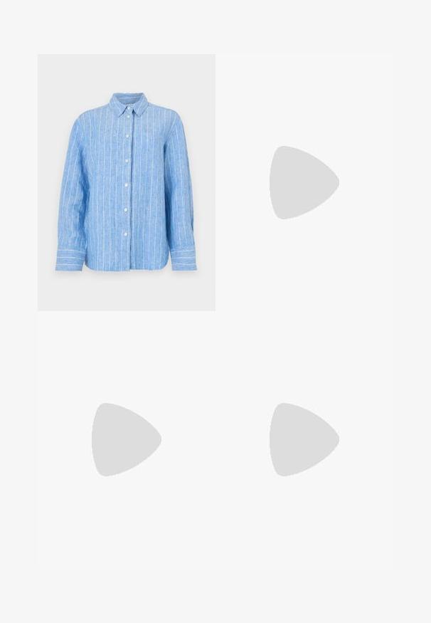 Samsøe Samsøe SANOT SHIRT - Skjortebluse - blue jasper; Knelang, A-linjeet skjørt i myk, olivengrønn stoff med en subtil tekstur og ingen synlige lukkinger eller utsmykninger.; BOSS DASY - Ballerina - black; Kuhhuder veske med et svart og hvitt prikkete mønster. Har en svart skinnstropp og en topp glidelås. Myk tekstur, rektangulær form.