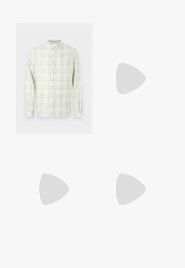 Camisa de manga comprida de botão com colarinho, xadrez amarelo claro, apresentada estendida sobre um fundo branco.; T-shirt de algodão creme com decote redondo e mangas curtas; apresenta um pequeno logotipo de cor clara no peito.; Calças de ganga azul com cintura alta e perna larga, com bolsos frontais, passadores de cinto, fecho de botão e pequeno logótipo da Adidas na coxa direita.; adidas Originals ADIDAS GAZELLE SHOES - Botas de futebol de salão - real madrid/bluebird/footwear white/crew yellow