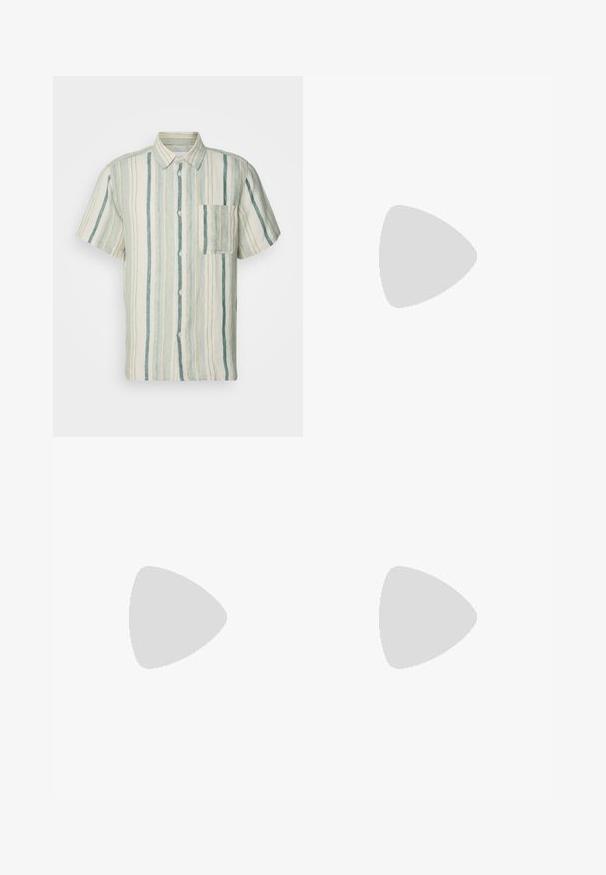Les Deux KAI SHIRT - Košeľa - ivory/light jade green; Čierne nohavice vyrobené z ľahkej textílie. Majú rovný strih s plochým predným dielom, bočnými vreckami a diskrétnym pásom.; Calvin Klein HYBRID CUP - Našuchovačky - triple black; Čierna kožená aktovka so štruktúrovaným povrchom, dvoma uchami, odnímateľným ramenným popruhom a logom na prednej strane. Zapínanie na zips.