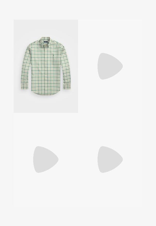Polo Ralph Lauren CUSTOM FIT PLAID OXFORD SHIRT - Shirt - seafoam cream; Polo Ralph Lauren CUSTOM SLIM FIT JERSEY CREWNECK T-SHIRT - Basic T-shirt - soho heather; Polo Ralph Lauren SULLIVAN SLIM POLO PONY STRETCH JEAN - Slim fit jeans - warren; Polo Ralph Lauren HERITAGE AERA LEATHER-SUEDE SNEAKER UNISEX - Trainers - black/white