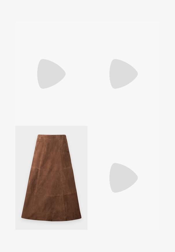 Black bodycon dress with ruched texture, featuring a straight neckline and thin adjustable straps. Soft fabric for comfort and fit.; Brown suede A-line skirt with a smooth texture, featuring a panel design and a slightly flared silhouette. No visible hardware or accents.; Black patent leather slingback heels with a pointed toe and a geometric block heel. Features a sleek, minimal design and smooth texture.; Black leather tote bag with smooth texture, rectangular shape, and two long handles. No visible hardware or embellishments.