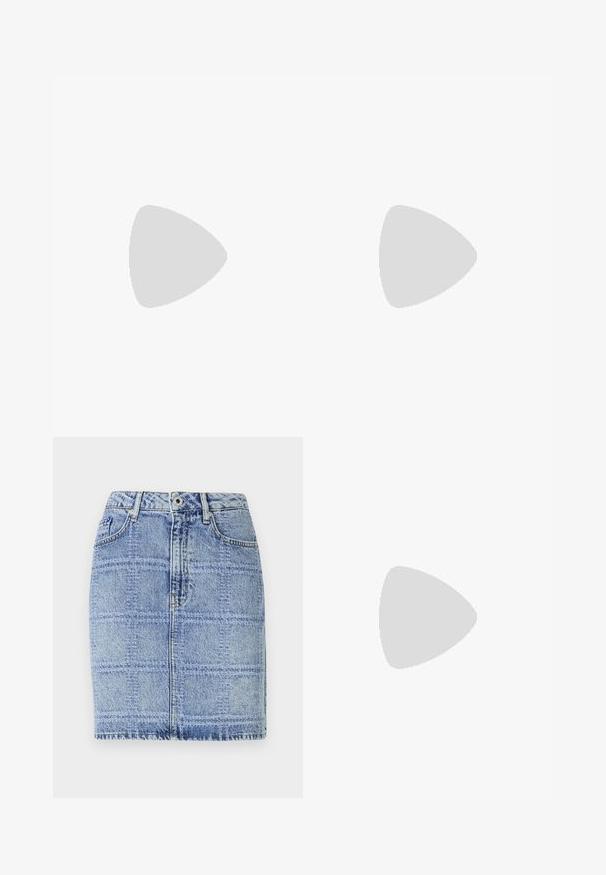 Karl Lagerfeld Jeans ESSENTIAL TEE - Camiseta estampada - black; Karl Lagerfeld Jeans PATCHWORK SKIRT - Falda vaquera - blue denim; Guess ELBINA - Zapatillas - white/black; Calvin Klein Jeans Gafas de sol - black crystal