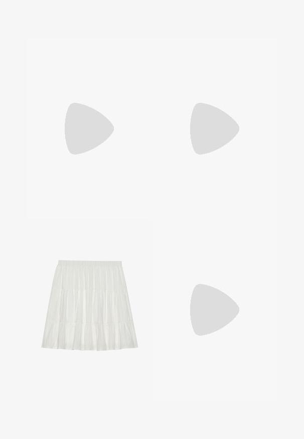 Jordan TEE - Basic T-shirt - orchid; White, tiered skirt with a textured finish. Features an elastic waistband and layered ruffles, creating a flowy silhouette.; Black leather combat boot with a round toe, lace-up front, and a pull tab at the ankle. Features a thick rubber sole for durability.; Sunglasses with a sleek, silver metal frame, gray tinted lenses, and an aerodynamic design featuring pointed edges and thin arms.