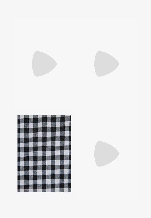 Body nero a maniche lunghe realizzato in tessuto morbido, con scollatura rotonda e gambine alte con cuciture minime.; Motivo di tessuto a quadretti gingham in bianco e nero, con piccoli quadrati di colore alternato disposti uniformemente.; Zign LEATHER - Stivali con i lacci - black; Borsa hobo in pelle marrone con un design morbido e una texture liscia. Indossata casualmente da un modello, presenta un'ampia apertura e una forma rotonda.