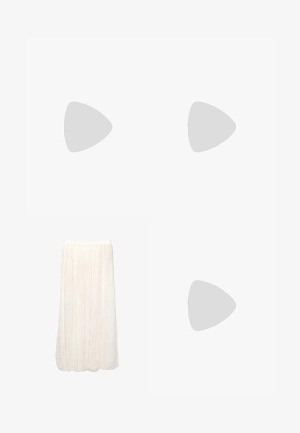 Abercrombie & Fitch TINY TWIST - Débardeur - ibis rose; Jupe midi blanche et légère avec une taille élastique froncée, arborant un tissu texturé subtil et des motifs à pois décoratifs tout au long.; Tongs noires avec une semelle en caoutchouc texturée, deux fines lanières et un détail de logo embossé subtil sur la lanière.; Lunettes de soleil rectangulaires noires avec des verres verts unis, dotées d'une finition brillante et d'un accent logo doré sur le côté.