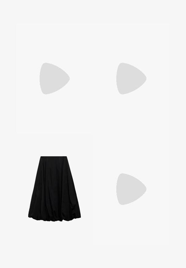 Mango ADELA - Top - blanc cassé; Schwarzer Midi-Rock aus leichtem Stoff, mit voluminösem Schnitt, der am Saum geraffte Details und ein plissiertes Design an der Taille aufweist.; Schwarzer Lederloafer mit geschwungener Silhouette, dekorativem Riemen, strukturiertem Stich und flacher Gummisohle. Glatte Oberfläche und elegantes Design.; Victoria Hyde NYMANS GARDEN - Handtasche - rosa