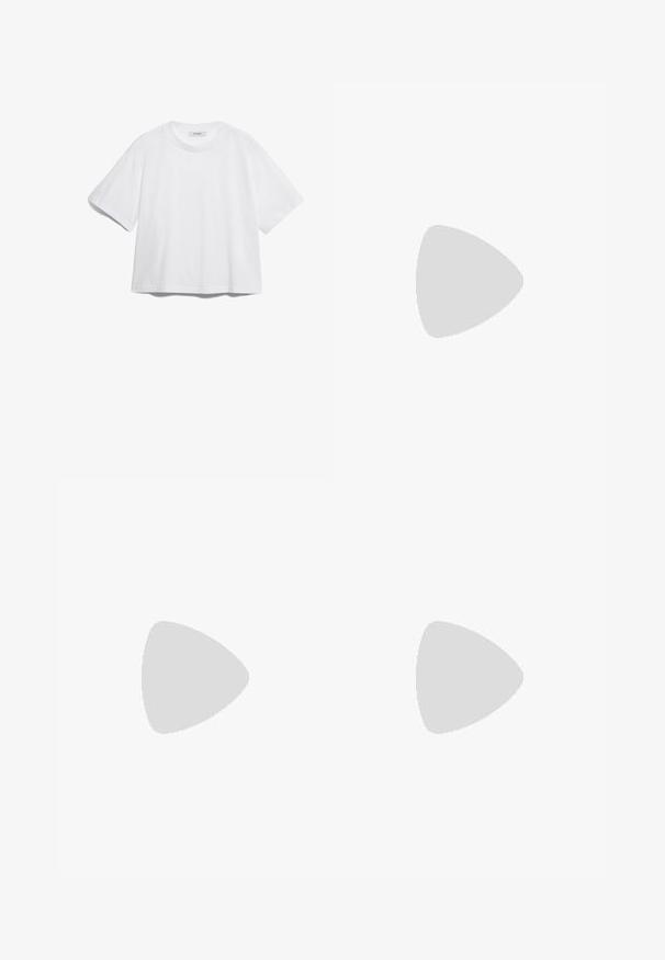 Valge puuvillane T-särk lühikeste varrukatega, ümar kaelus, vaba lõige ning ilma nähtavate mustrite või graafikateta. Sile tekstuur ja lihtne disain.; Knee-length, camel color knit seelik musta elastse kummiga ja sileda tekstuuriga. Lihtne disain, ilma nähtavate mustrite või aktsentideta.; Must kõvale nahast pahklipsu saapad, millel on sile tekstuur, terav varvas ja paks kõrge kann. Omab külgavatust ja minimalistlikku disaini.; Mustvalge nahk käekott hõbedase ahelsanga ja dekoratiivsete tiivaaktsentidega, samuti valgete õmblustega alumises ühenduses.