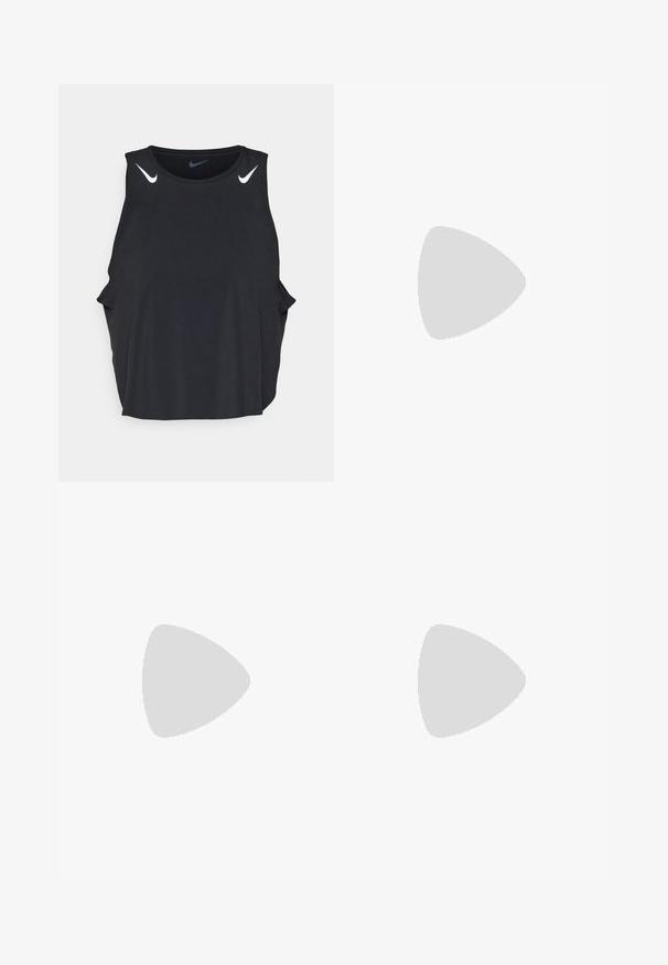 Tricou sportiv fără mâneci, de culoare neagră, cu decolteu rotund, fante pe laterale și logo-uri Nike swoosh albe pe umeri. Material fin, ușor.; ASICS ROAD SHORT - Pantaloni scurți sport - saxon green; Pantof ceva atletice de culoare turquoise cu o suprafață texturată, șireturi și talpă albă. Persoana care își întinde piciorul poartă o sosetă albă și pantaloni scurți atletici gri.; Ceas alb din silicon cu o curea texturată, având un cadran rotund, indicatoare aurii și un logo Lacoste verde.