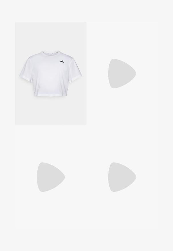 Tricou alb scurt dintr-un material moale, cu mâneci scurte și decolteu rotund. Logo negru pe partea stângă a pieptului.; Șorturi atletice albastre, fabricate dintr-un material ușor, având accente galbene, un brâu cu șnur și un logo alb în colțul din dreapta jos.; Pantof bine sport alb cu o parte superioară din plasă, accente gri, dungi reflective și o talpă cu un gradient strălucitor de portocaliu și galben. Are o talpă intermediară cu amortizare.; Ochelari de soare cu tentă albastră, cu un design sportiv, așezați pe un toc texturat de culoare neagră, cu un accent metalic cu logo.