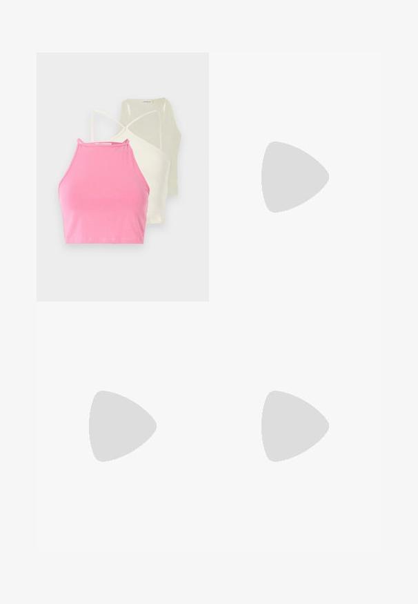 Kolme halterneck crop-topia vaaleanpunaisena, kermanvärisenä ja pehmeän keltaisena. Kaikissa on istuva malli, ohut olkaimet ja sileä puuvillakangas.; Satiiniset midi-hame vaaleassa beige-värissä. Sileä rakenne, virtaava muotoilu, jossa hieman levenevä helma. Ei näkyviä kiinnityksiä tai koristeluja.; Ruske nahodne kožne sandale s širokim remenom sa zlatnom kopčom i teksturiranim uzorkom, postavljene na ravnoj crnoj potplati.; Mustavalkoinen kukkakuosiset kangas, jossa on sileä pinta, esittelee tyyliteltyjä lehtiä ja tähtiä, laskeutuen elegantisti pehmeillä poimuilla.; Setti kudottuja olkakassia, joka sisältää suuren hobo-tyylisen laukun, jossa on solmittu kahva, ja pienen suorakulmaisen pussin, molemmat luonnollisissa beige sävyissä.