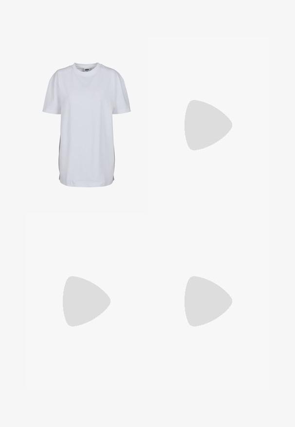 White short-sleeve t-shirt made of cotton, featuring a round neck and a relaxed fit, with no visible patterns or graphics.; Cargo shorts in olive green cotton with two front pockets, one side pocket, and metal button closure. Smooth texture and tailored fit.; Flat sandal in beige suede featuring cut-out patterns, dual adjustable straps with decorative buckles, and beaded edge detailing.; Brown synthetic leather handbag with a curved shape, zipper closure, and decorative silver studs along one side. Features a short shoulder strap.