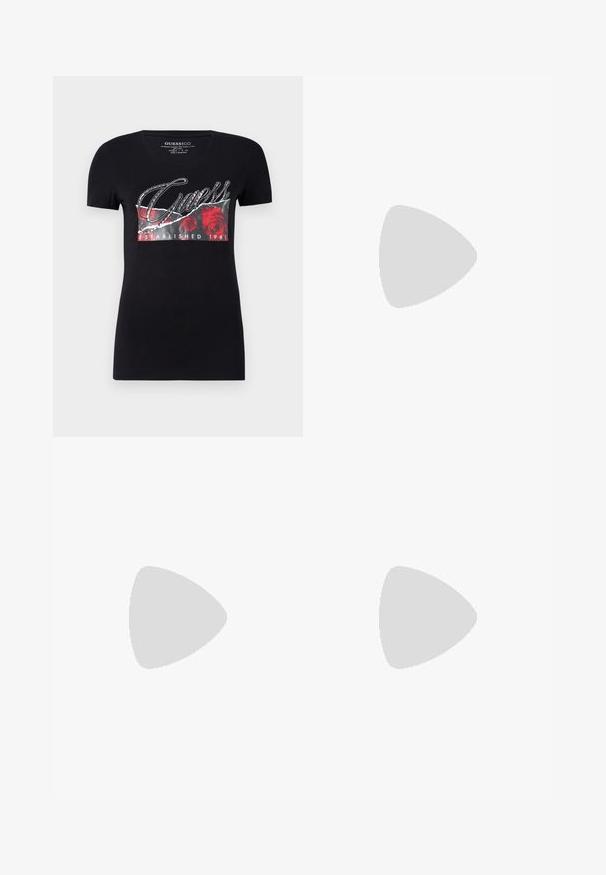 Guess ROSES - Print T-shirt - jet black; Guess VICTOIRE PANTS - Tracksuit bottoms - jet black; Guess ELBINA - Trainers - white/black; Calvin Klein Jeans Sunglasses - black crystal
