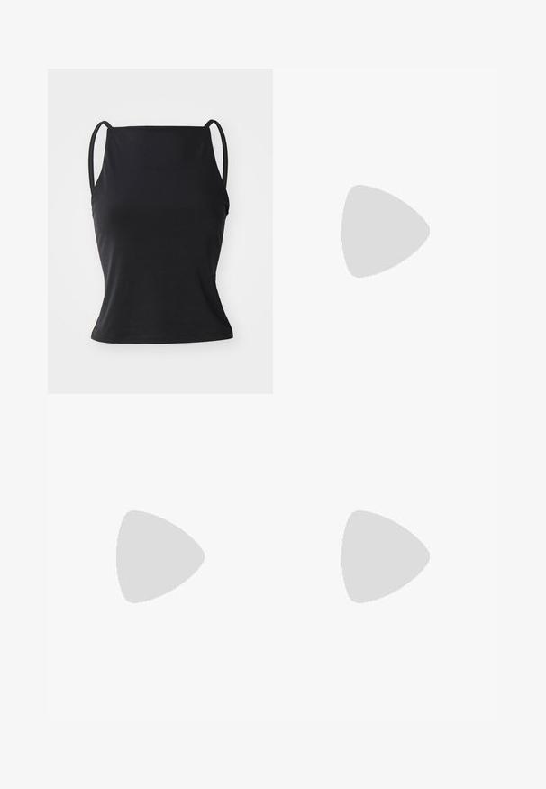Čierny top bez rukávov so štvorcovým výstrihom. Vyrobený z hladkej, elastickej tkaniny, s tenkými ramienkami a priliehavým strihom.; Weekday SKIRT - Maxisukňa - dark mole; Bershka Klasické lodičky na opätku - dark red; Even&Odd Veľká kabelka - black