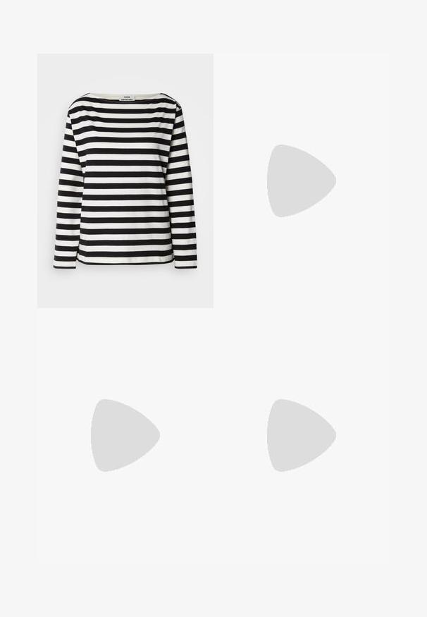 Zwart-wit gestreepte lange mouwen top met een brede halslijn. Gemaakt van zachte stof, met gelijkmatige horizontale strepen en gestikte zomen.; Luipaardprint broek in een mix van beige, bruin en zwart met een aansluitend ontwerp en een uitlopende onderkant, voorzien van een sluiting met knoop aan de voorkant.; Zilveren synthetische sneakers met witte strepen, een crèmekleurige zool en een textuur oppervlak; gecombineerd met lichte geribde sokken en een zwarte rok.; Zonnescholen met een donkere getinte lens, een slank design dat rondom het hoofd aansluit, verstelbare neuspads en rubberen accenten op de pootjes voor grip.