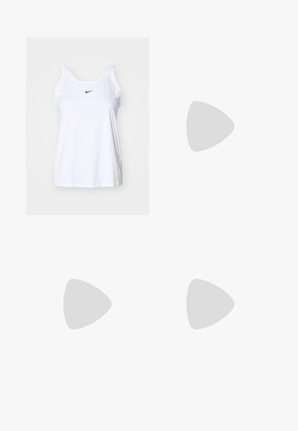 Bela brezrokavnik športna majica iz lahkotnega materiala. Ima okroglo izrezano ovratnik in majhen črn Nike logo na sprednji strani.; Rjav, lahkotni atletski kratki hlače z elastiko v pasu, ohlapen kroj in majhen bel Nike logotip na levi strani.; ASICS MAGIC SPEED - Tekaški copati za cesto - white/black; Črna mrežasta tekaška brezrokavnik z stranskimi žepi za steklenice z vodo, nastavljivimi vrvicami ter lahko zasnovo. Ima zračno tkanino.