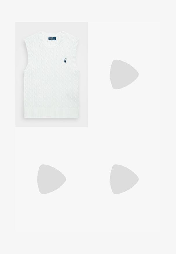 Polo Ralph Lauren CABLE KNIT COTTON SWEATER VEST - Μπλούζα - white; RE/DONE WIDE TAPER - Τζιν χαλαρής εφαρμογής - deadstock like; Φωτεινό μπεζ δερμάτινη εσπαντρίγια με τέσσερις διασταυρούμενους ιμάντες και πόρπη στον αστράγαλο, με πλέγμα από υφαντό φυτικό τζούτ και επίπεδη καουτσούκ σόλα.; Μαύρη δερμάτινη τσάντα χειρός σε σχήμα μισού φεγγαριού. Διαθέτει χρυσή μεταλλική λεπτομέρεια και στενό λουρί. Απαλή υφή, κλείσιμο με φερμουάρ στην κορυφή.